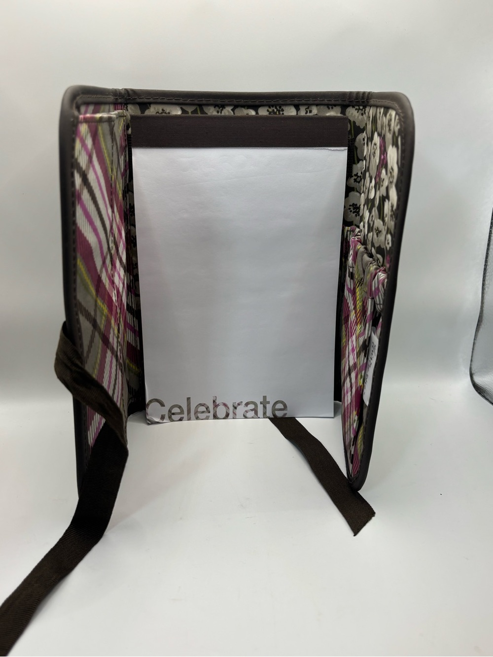 thirty-one Brown Notebook Folio with Pink Plaid Trim
